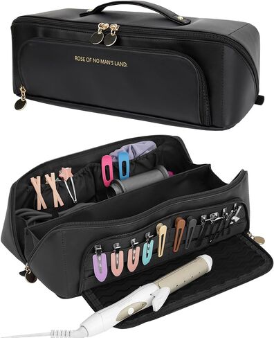Hot Hair Tools Travel Bag with Heat Resistant Silicone Mat, 2 in 1 Hair Dryer Storage Bags, Women Travel Essentials Organizer Case for Curling Irons, Straighteners, Hot Air Brushes (Brown) in Saudi Arabia