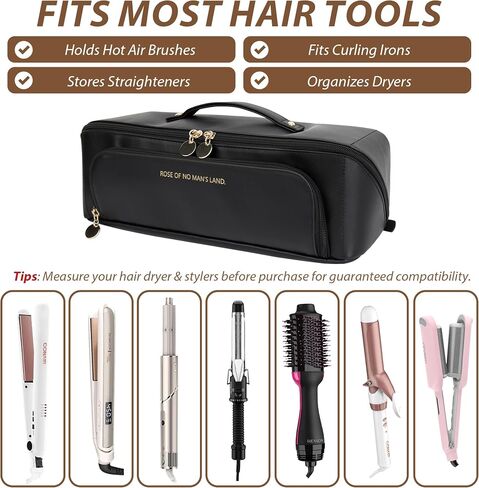Hot Hair Tools Travel Bag with Heat Resistant Silicone Mat, 2 in 1 Hair Dryer Storage Bags, Women Travel Essentials Organizer Case for Curling Irons, Straighteners, Hot Air Brushes (Brown) in Saudi Arabia