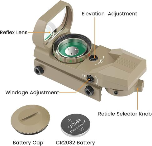 Feyachi Reflex Sight - شبكاني قابل للتعديل (4 أنماط) باللونين الأحمر والأخضر في مشهد واحد! in Kuwait