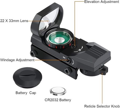 Feyachi Reflex Sight - شبكاني قابل للتعديل (4 أنماط) باللونين الأحمر والأخضر في مشهد واحد! in Kuwait