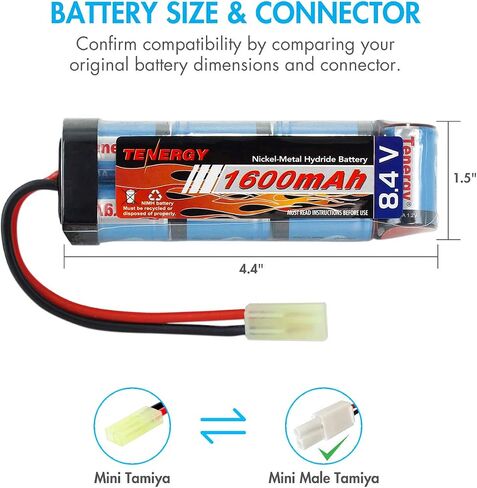 Tenergy 8.4V NiMH Flat Battery Pack w/Mini Tamiya Connector High Capacity 1600mAh Battery in Saudi Arabia
