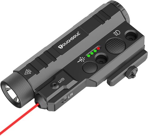 TOUGHSOUL Mlok Picatinny Tactical Flashlight Green Red Laser Sight Combo, 2400 Lumen Max Light with Momentary Strobe Function Rchargeable Battery Included (Red Laser) in Saudi Arabia