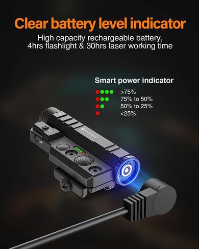 TOUGHSOUL Mlok Picatinny Tactical Flashlight Green Red Laser Sight Combo, 2400 Lumen Max Light with Momentary Strobe Function Rchargeable Battery Included (Red Laser) in Saudi Arabia