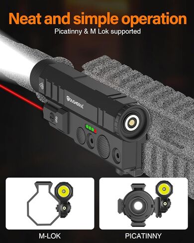 TOUGHSOUL Mlok Picatinny Tactical Flashlight Green Red Laser Sight Combo, 2400 Lumen Max Light with Momentary Strobe Function Rchargeable Battery Included (Red Laser) in Saudi Arabia