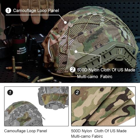 غطاء مموه للخوذة التكتيكية للخوذة السريعة بحجم M/L، معدات رماية كرات الطلاء - نايلون 500D - بدون خوذة in Kuwait