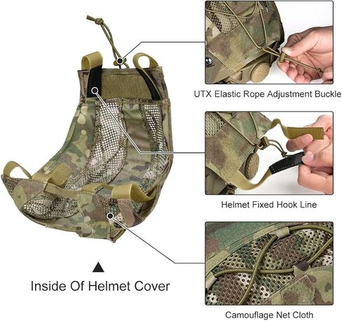 غطاء مموه للخوذة التكتيكية للخوذة السريعة بحجم M/L، معدات رماية كرات الطلاء - نايلون 500D - بدون خوذة in Kuwait