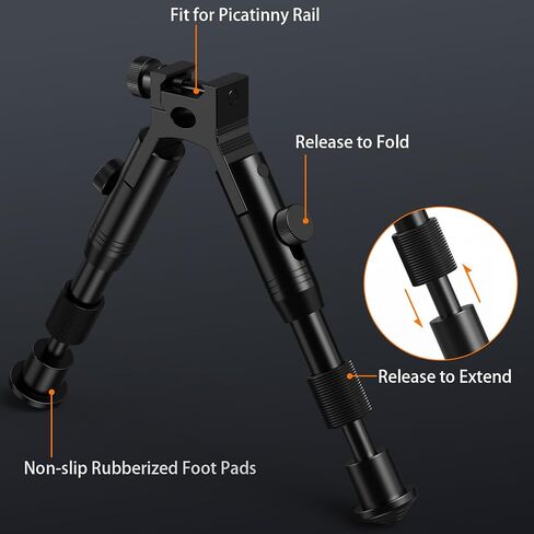 TWOD Tactical Rifle Bipods Adjustable 6-9/6.3-6.9 inch Fit Picatinny Rail with Extra Adapter in Saudi Arabia