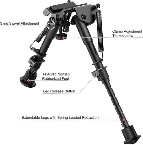 Xaegistac Rifle Bipod قابل للتعديل 6-9 بوصة Bipods مع محول سريع التحرير لسكة القفل M، خفيف الوزن ومستقر للصيد والرماية in Kuwait