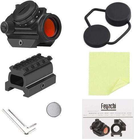 Feyachi RDS-22 2 MOA Red Dot Sight نطاق النقطة الحمراء المدمجة 1 × 22 مم، يمكن اختياره مع 5 فتحات 0.83 بوصة حامل الناهض in Kuwait