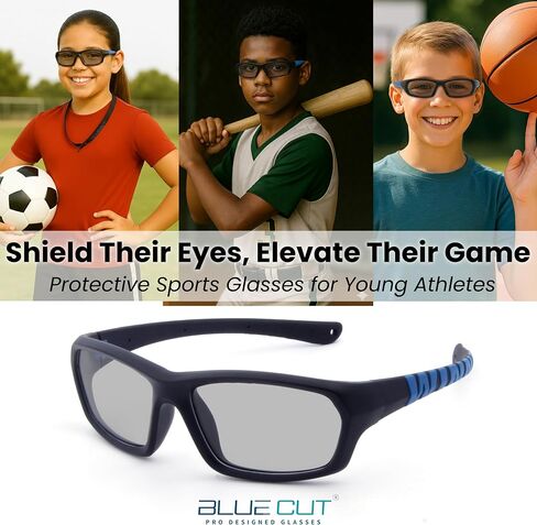 نظارات حماية رياضية للأطفال من BLUE CUT - نظارات أمان فوتوكروميك للأطفال وكرة السلة والبيسبول والرياضات الخارجية in Kuwait