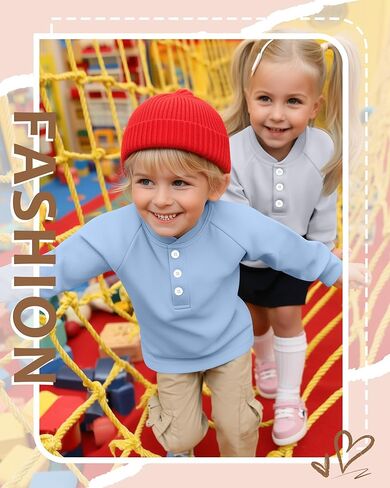 4 Pack Toddler Boys Girls Thermal Long Sleeve Shirts Henley Undershirt Tops Basic Layer Long Sleeve Fleece T Shirts in Saudi Arabia