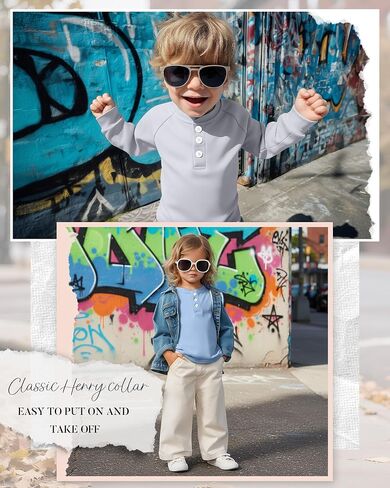 4 Pack Toddler Boys Girls Thermal Long Sleeve Shirts Henley Undershirt Tops Basic Layer Long Sleeve Fleece T Shirts in Saudi Arabia