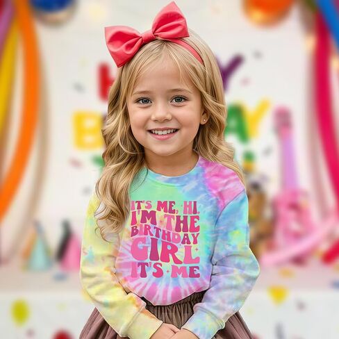 Birthday Girls Sweatshirt It's Me Cute Tie Dye Graphic Shirt Kids Fall Long Sleeve Shirts B-Day Gifts Party Tops in Saudi Arabia