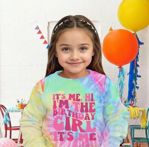 Birthday Girls Sweatshirt It's Me Cute Tie Dye Graphic Shirt Kids Fall Long Sleeve Shirts B-Day Gifts Party Tops in Saudi Arabia