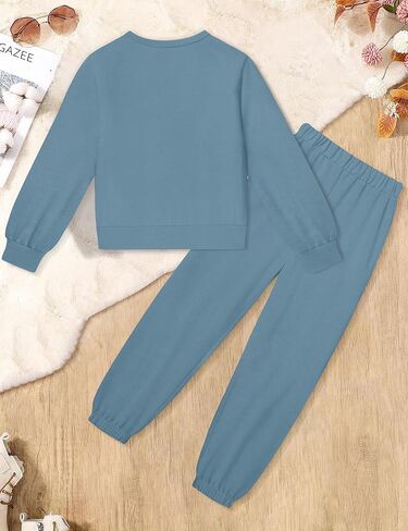 Girls Clothes Solid Color Long Sleeve Sweatshirt and Pants Girls' Clothing Sets 2 Piece Fall Winter Outfits in Saudi Arabia