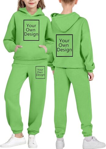 Custom Sweat Suits for Teen Girls Boys Your Own Design Text/Photo Personalized Winter Fleece Hoodies and Sweatpants in Saudi Arabia