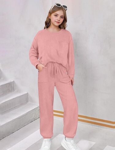Girls Clothes Solid Color Long Sleeve Sweatshirt and Pants Girls' Clothing Sets 2 Piece Fall Winter Outfits in Saudi Arabia