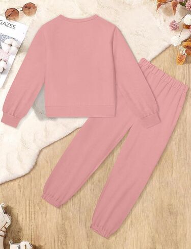 Girls Clothes Solid Color Long Sleeve Sweatshirt and Pants Girls' Clothing Sets 2 Piece Fall Winter Outfits in Saudi Arabia