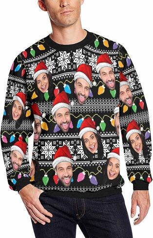 Artsadd Custom Ugly Christmas Sweater with Face Print Funny Sweatshirt Sweatshirt Hoodie for Men Women Party in Saudi Arabia