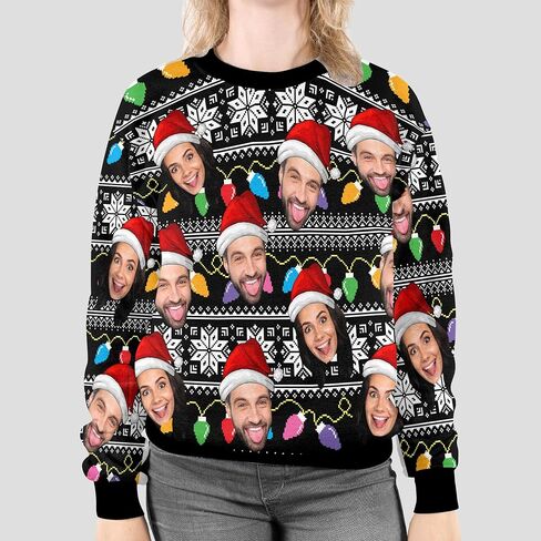 Artsadd Custom Ugly Christmas Sweater with Face Print Funny Sweatshirt Sweatshirt Hoodie for Men Women Party in Saudi Arabia