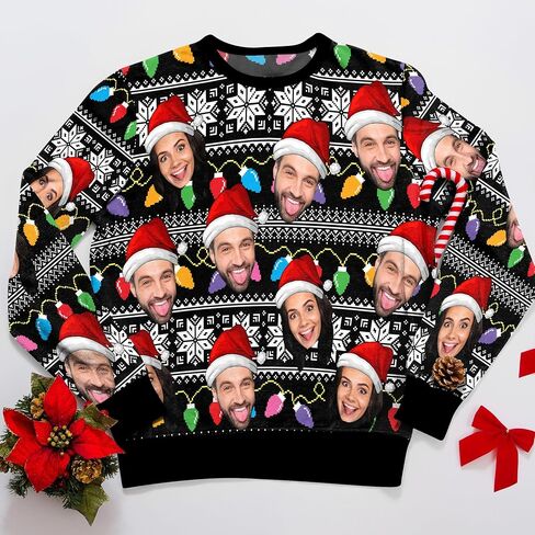 Artsadd Custom Ugly Christmas Sweater with Face Print Funny Sweatshirt Sweatshirt Hoodie for Men Women Party in Saudi Arabia