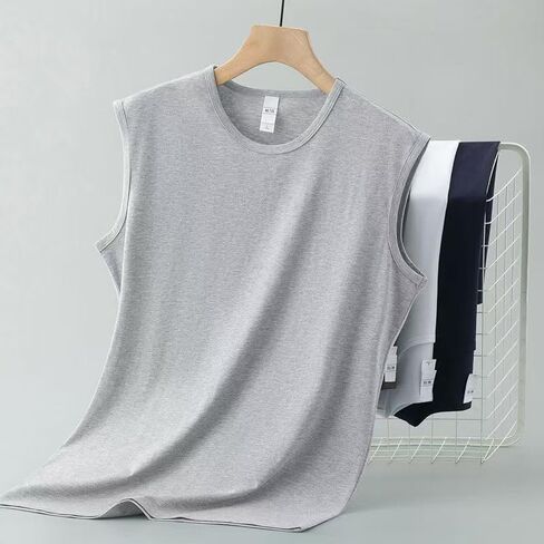Men’s Casual Cotton Tank Top – Sleeveless Gym Workout Vest, Lightweight Summer Muscle Tee in Saudi Arabia