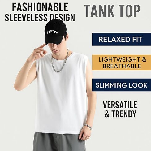 Men’s Casual Cotton Tank Top – Sleeveless Gym Workout Vest, Lightweight Summer Muscle Tee in Saudi Arabia