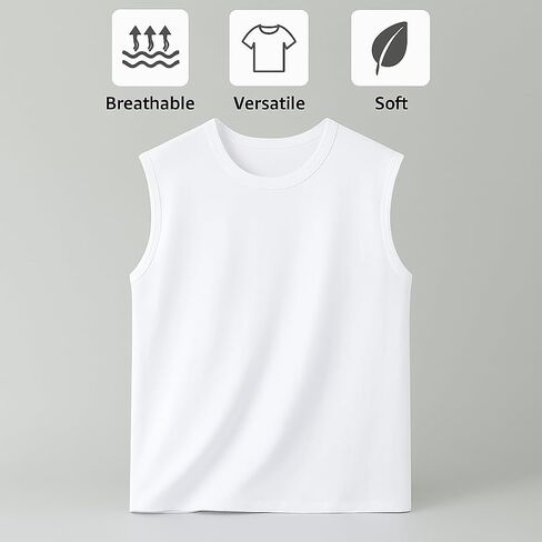 Men’s Casual Cotton Tank Top – Sleeveless Gym Workout Vest, Lightweight Summer Muscle Tee in Saudi Arabia
