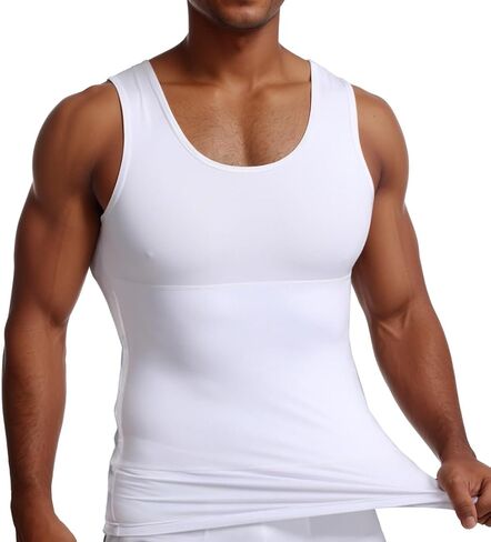 NonEcho Mens Athletic Compression Shirt Slimming Body Shaper Vest Abs Abdomen Undershirts Seamless Slimmer Shapewear in Saudi Arabia
