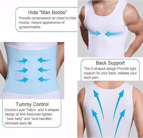 NonEcho Mens Athletic Compression Shirt Slimming Body Shaper Vest Abs Abdomen Undershirts Seamless Slimmer Shapewear in Saudi Arabia