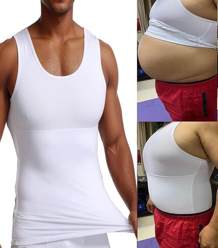 NonEcho Mens Athletic Compression Shirt Slimming Body Shaper Vest Abs Abdomen Undershirts Seamless Slimmer Shapewear in Saudi Arabia