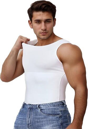 NonEcho Mens Athletic Compression Shirt Slimming Body Shaper Vest Abs Abdomen Undershirts Seamless Slimmer Shapewear in Saudi Arabia