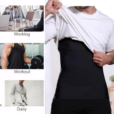 NonEcho رجل رياضي ضغط قميص التخسيس محدد شكل الجسم سترة Abs البطن الملابس الداخلية سلس أنحل ملابس داخلية in Kuwait
