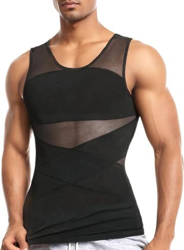 NonEcho Mens Athletic Compression Shirt Slimming Body Shaper Vest Abs Abdomen Undershirts Seamless Slimmer Shapewear in Saudi Arabia