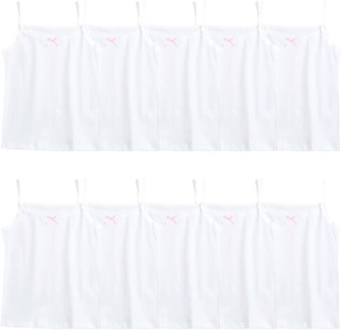 Girls' White Tank Tops with Pink Bow Details - 10 Pack in Saudi Arabia