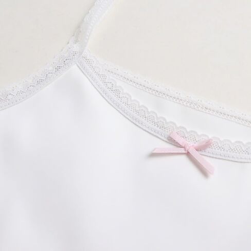 Girls' White Tank Tops with Pink Bow Details - 10 Pack in Saudi Arabia