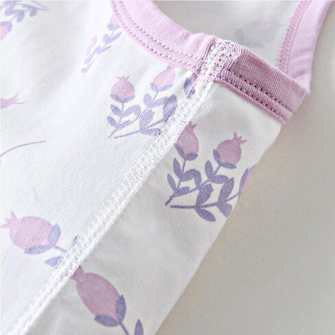 Adorable Girls' Tank Tops - 8 Pack Pink & Purple Floral, Grid & Dot Styles in Saudi Arabia
