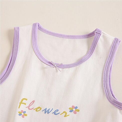 Adorable Girls' Tank Tops - 8 Pack Pink & Purple Floral, Grid & Dot Styles in Saudi Arabia
