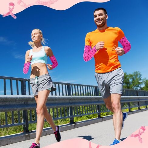 24 زوجًا من أكمام الذراع للتوعية بسرطان الثدي من أجل كرة القدم، شريط وردي، غطاء مضغوط للأشعة فوق البنفسجية مانع للانزلاق in Saudi Arabia