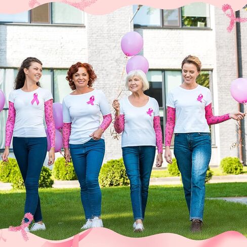 24 زوجًا من أكمام الذراع للتوعية بسرطان الثدي من أجل كرة القدم، شريط وردي، غطاء مضغوط للأشعة فوق البنفسجية مانع للانزلاق in Saudi Arabia