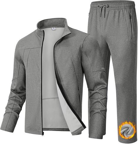 TBMPOY Men's Tracksuits Fleece Lined Sweatsuits 2 Piece Set Outfits Warm up Athletic Sports Casual Full Zip Jogging Suit in Saudi Arabia