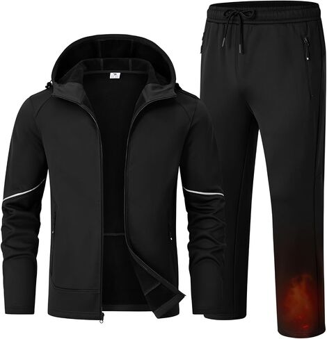 TBMPOY Men's Fleece Lined Tracksuits Hooded Sweatsuits 2 Piece Set Winter Casual Warm Up Track Suits Full Zip Outfits in Saudi Arabia