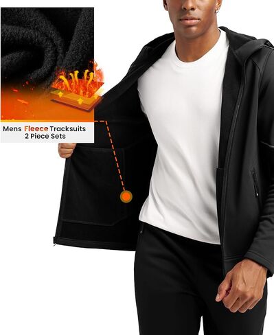 TBMPOY Men's Fleece Lined Tracksuits Hooded Sweatsuits 2 Piece Set Winter Casual Warm Up Track Suits Full Zip Outfits in Saudi Arabia