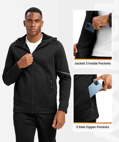 TBMPOY Men's Fleece Lined Tracksuits Hooded Sweatsuits 2 Piece Set Winter Casual Warm Up Track Suits Full Zip Outfits in Saudi Arabia