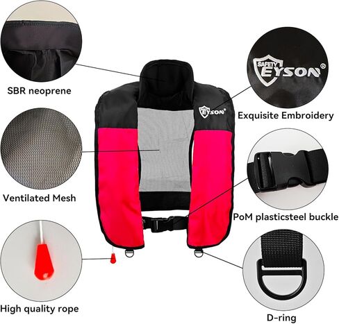 سترة نجاة قابلة للنفخ يدويًا، حافظة PFD للبالغين، سترة نجاة للبالغين، تدعم وزنًا يصل إلى 330 رطلاً in Kuwait