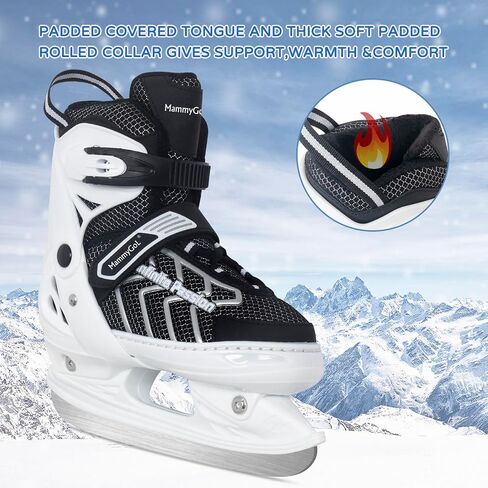 زلاجات ثلجية للأطفال من MammyGol قابلة للتعديل للأولاد والبنات للبالغين، زلاجات هوكي الجليد برباط تزلج على الجليد للشباب للمبتدئين مع بطانة قابلة للتنفس in Saudi Arabia