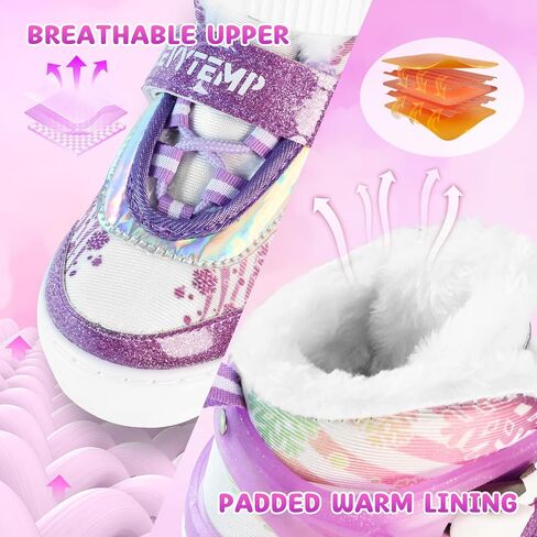 Adjustable Ice Skates for Kids Boys Girls - Warm Fleece Lined, 4 Size Adjustable Beginner Snowflake Blades Ankle Support Figure Skates for Outdoor and Rink in Kuwait