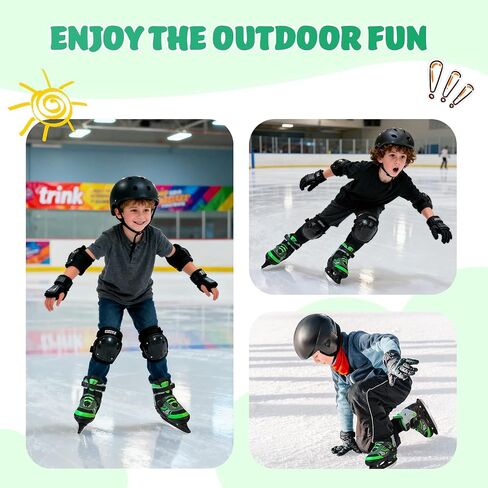 Adjustable ice Skates for Kids Boys Girls, 4 Size Triple Protection Beginner Figure Blades with Ankle Support for Outdoor and Rink in Kuwait