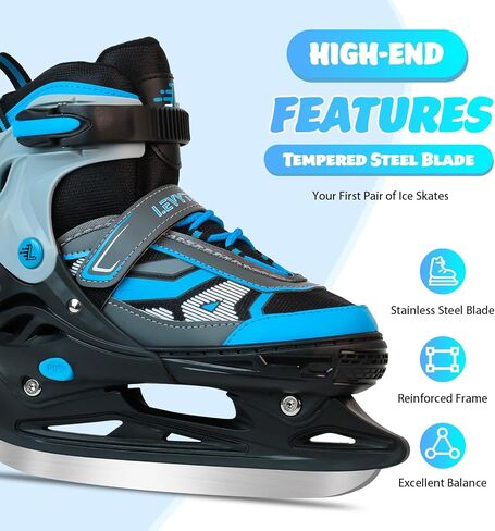 زلاجات ثلجية قابلة للتعديل للأطفال الأولاد والبنات، 4 شفرات حماية ثلاثية الحجم للمبتدئين مع دعم للكاحل للاستخدام في الهواء الطلق وحلبة التزلج in Kuwait
