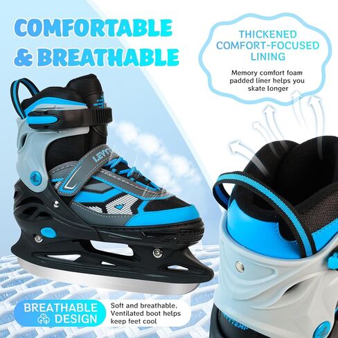 زلاجات ثلجية قابلة للتعديل للأطفال الأولاد والبنات، 4 شفرات حماية ثلاثية الحجم للمبتدئين مع دعم للكاحل للاستخدام في الهواء الطلق وحلبة التزلج in Kuwait
